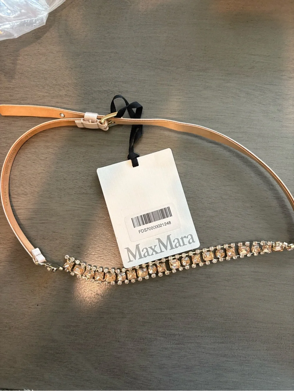 MaxMara Goldo Crystal Chain Slim Belt With FLAW